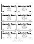 Printable Behavior Bucks, Reward Bucks